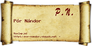 Pór Nándor névjegykártya